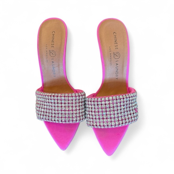 Chinese Laundry Pink Rhinestone Heeled Mules – Size 6 (36.5) - Picture 11 of 11